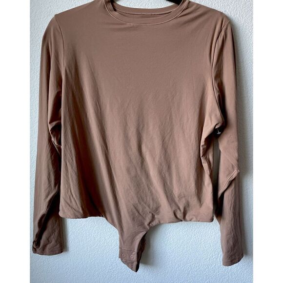 Skims Fits Everybody Long Sleeve Crew Neck Thong Bodysuit US Size 3X Brown - Picture 4 of 5